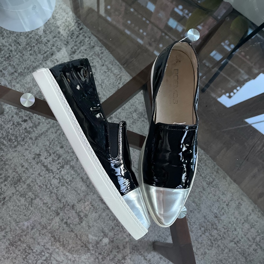 Boemos Italian Brand Black/Silver Slip-On Formal Evening Party Shoes Size 40